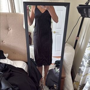 H&M Black Sheath Midi Dress with V-Neck